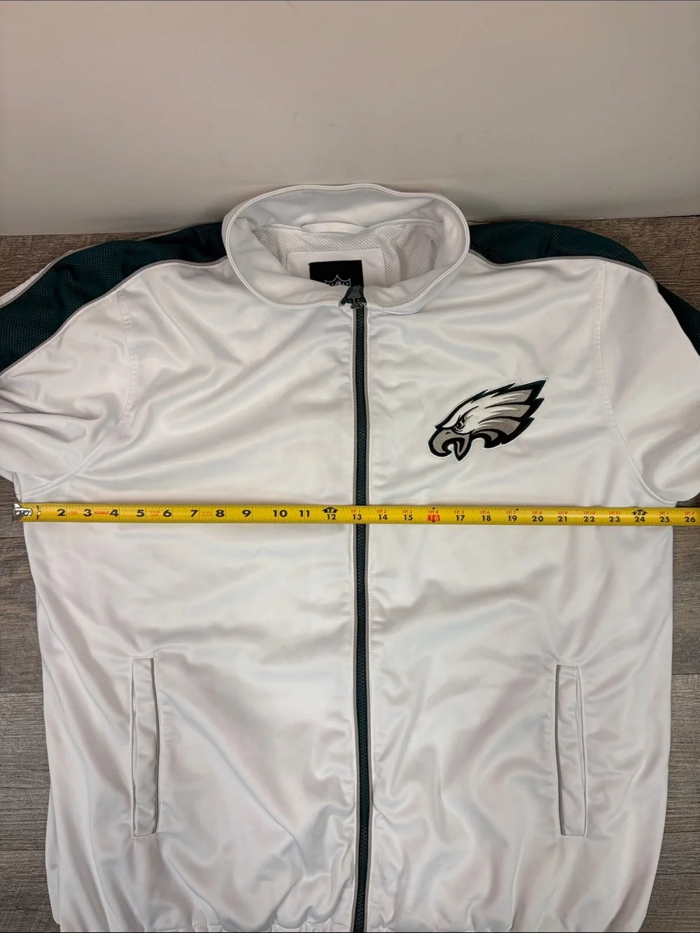 NFL Philadelphia Eagles Full Zip Track Jacket White Green Mesh Lined XL